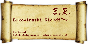 Bukovinszki Richárd névjegykártya